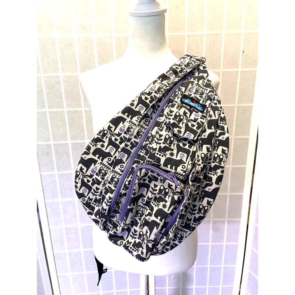 Kavu purple and White Animal Print Rope Sling Bag - Picture 2 of 9
